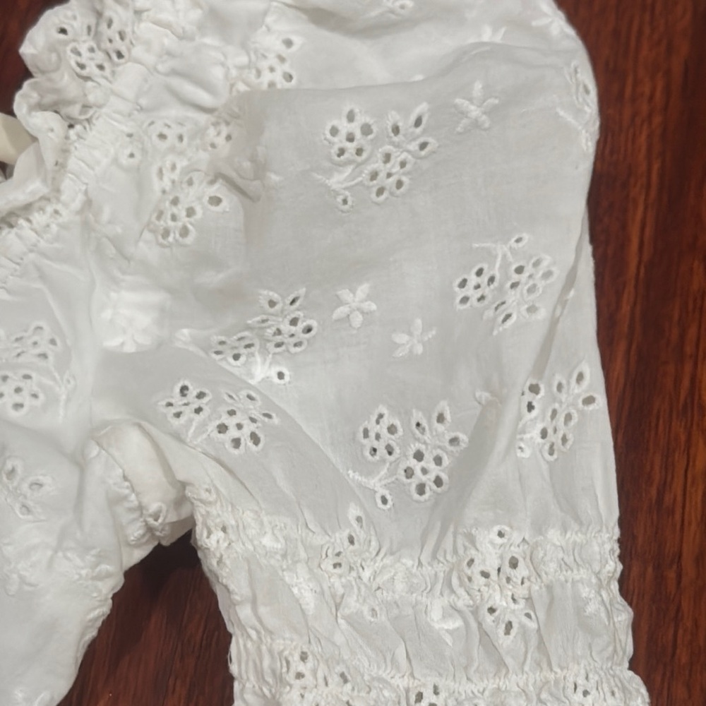 For Love And Lemons White Puff Sleeve Crop Blouse - Picture 4 of 5